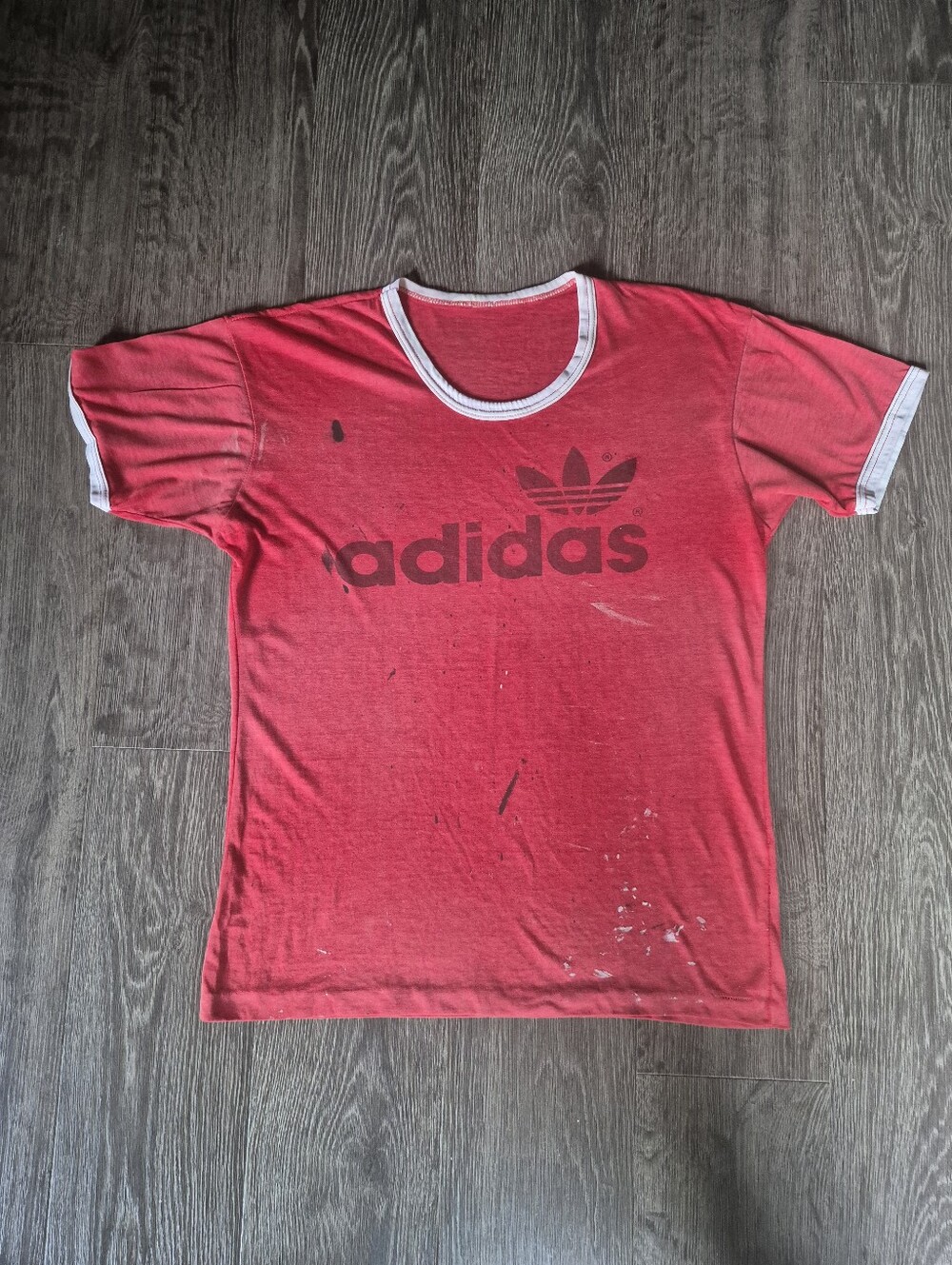 Vintage Adidas 70s Paper Thin Thrasher Paint Stained Tee Unisex